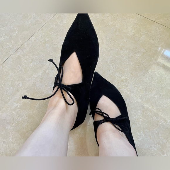 Celine Black Suede Babouche Pointed Toe Ballet Flats - Picture 10 of 13